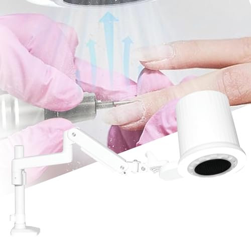 80W Vacuum Nail Dust Collector, Adjustable Suction Professional Nail Dust Extractor, Table Mount/Purifies the Air Nail Dust Collector Quiet, with Dimmable LED