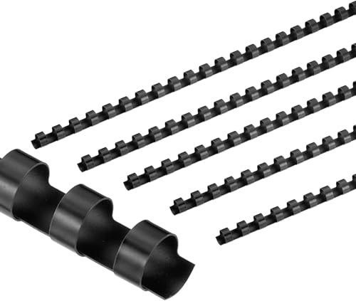 PATIKIL 10mm (3/8) Peignes de Reliure en Plastique, 100 Pièces 21 Anneaux Peignes de Reliure 60 Feuilles de Capacité de Format Lettre pour Relier des Feuilles de Papier, Noir