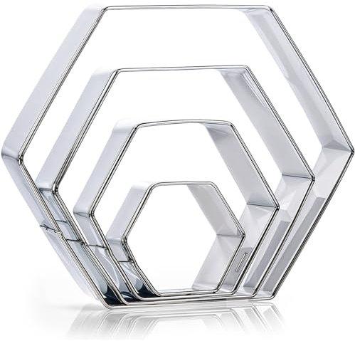 5 Stück Ausstechformen Hexagon, 5 Größen Sechseck Ausstecher Hexagon Förmige Ausstechformen Set, Keks Plätzchen Edelstahl Keksausstecher für Weihnachten Geburtstage Graduierungen Party Dekorationen