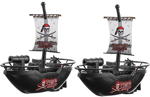 TOYANDONA Bateau Pirate Électrique Jouet De Bain Flottant 2 Pièces Jouets À Eau pour Enfants Jeu De Douche Amusant pour Maison Et Piscine Compact 6.5X6X2.6 Pouces
