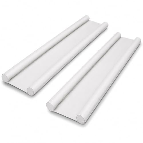 2Pk Double Door Draught Excluder for Bottom of Door | Energy Saving Under Door Draft Stopper | Weather Stripping Noise Blocker | Window Breeze Blocker, Thicker Door Draft-95cm-8cm (WHITE)