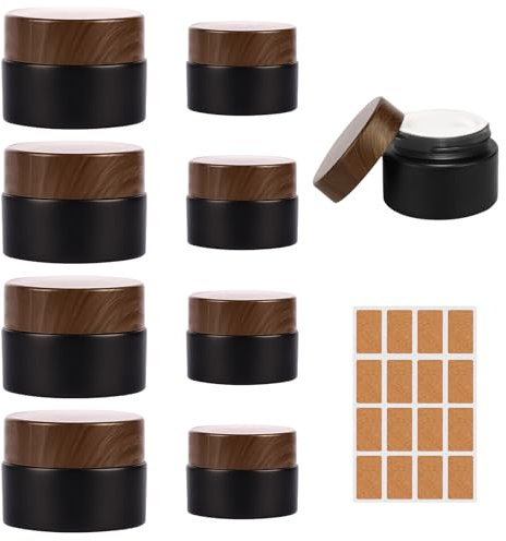 8 Stück Cremedosen zum Befüllen Glas Cremedos, 20 ml + 30 ml Mattiertes Leerdose, Glas Cremedose, Glasbehälter mit Deckel und Liner, für Kerzen, Kosmetik, Lotion, Cremes