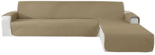 CYCMACO Universal Sofabezug L Form rutschfest 3 Sitzer, Khaki | Couch Überzug L Form Mit Armlehne Rutschfest, Ecksofa Bezug Rechts/Links Universal Für Hund Katze