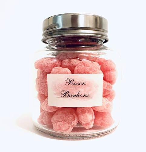 Rosen Bonbons 150 g - Rosenbonbons im Schmuckglas -
