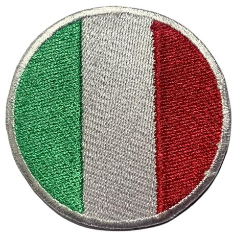 BeBuz - Parche de bandera de Italia redondo / circular de 6 cm, bordado para planchar, insignia táctica militar para chaquetas, mochilas, sombreros y ropa
