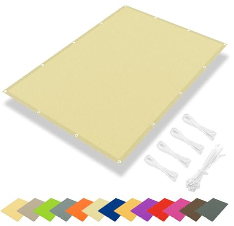 IOAOI Tenda parasole impermeabile, 4 x 4 m, 95% UV, rettangolare, tettoia da giardino, con corda inclusa, vela quadrata per esterni, patio, balcone, pergola, bianco sporco