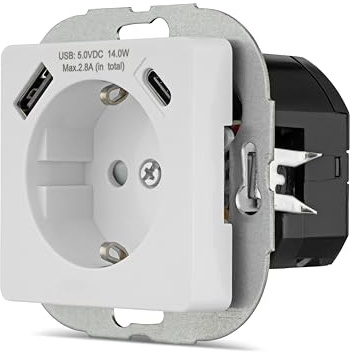 REV Serie de interruptores NOVA - Enchufe USB combinado (USB A y C), color blanco