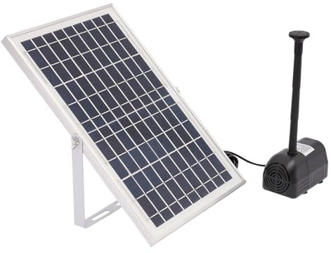 Solar Bachlaufpumpe, Solarbetriebene Teichpumpe für Gartenbrunnen, Wasserfall Bachlauf, Leise Tauchpumpe mit Edelstahlfilter