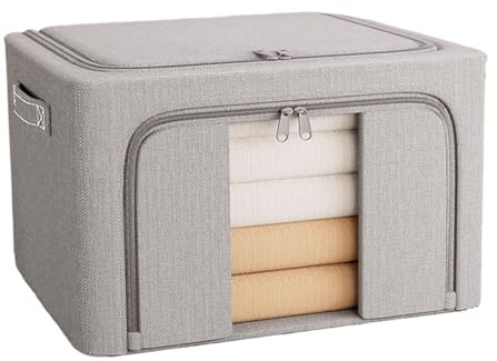 Generico Clothes Storage Boxes, 24L College Storage Bins, Foldable Basket Organizer, Zippered Design Easy Access, Ideal for Closet, Bedroom, Pantry, Garage, Laundry, Dorm, Travel, Camping,