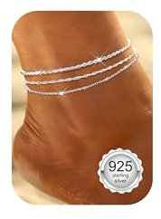 ORAZIO 3 pièces Chaine De Cheville Argent 925 Bracelets De Cheville Pour Femme Bracelet Cheville Imperméable Réglable Bracelet De Cheville Femme Bijoux Femme A
