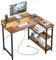 CubiCubi L Shaped Gaming Desk with LED Lights & Power Outlets, 105.5x80cm Computer Desk, Reversible Corner Desk with Monitor Stand for Home Office, Study, Play, Rustic Brown