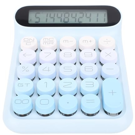 Sxhlseller Mechanical Switch Calculator, LCD -Display Automatic Sleep Desk Calculators 24 Keys Detachable Keycap for Business Office Students (Blue)