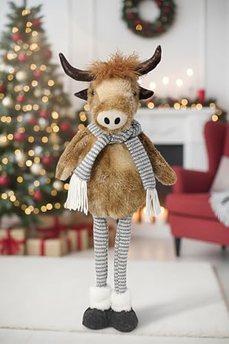 Dekoleidenschaft Figur Cattle mit Teleskop Beinen, max. 68 cm hoch, Weihnachtsfigur, Dekofigur Kuh, Weihnachtsdeko
