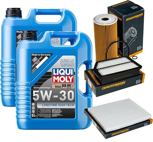 EISENFELS Inspektionspaket enthält 10 Liter Motoröl 5W-30 Longtime High Tech Ölfilter Luftfilter Innenraumfilter für Sportage SL 2.0 CRDi AWD IX35 LM