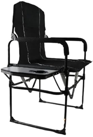 GHHZML Regiestuhl Hochleistungs-Regiestuhl mit Beistelltisch, einfach zusammenklappbares Design for Strand, Outdoor, Camping, Angeln(Black)