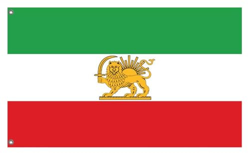 Iranische Flagge-Alte Historische Iran-Flagge und Ehemalige Iran-Flaggen mit Löwen-Sonnen-Krone, Iran Lion Lion Sun Flag, Persian Pahlavi Flag, 90 X 150 cm (#02)