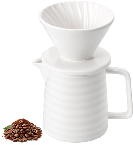 Houkiper Pour Over Kaffeefilter Porzellan 500ml Handfilter Set 1–3 Tassen | 500 ml, Keramikmaterial, sorgt für eine stabile Wärmespeicherung, einfache Handhabung und ist leicht zu transportieren.