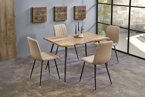 Design Esstisch HAW-444 Eiche Natur Baumkante Echtholzfurnier Massivholz 120 x 77 cm Naturkante rechteckiger Esszimmertisch Küchentisch rechteckig oval kitchen table Esszimmer table Ausziehtisch