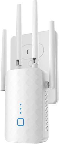 MEETOWN WLAN Verstärker, Dualband WLAN Repeater, 1200Mbit/s WiFi Repeater mit WPS, Gigabit-LAN, AP Modus, 5G+2.4GHz Kompatibel Allen Standard-WiFi Routern, WiFi Geräten, Alexa