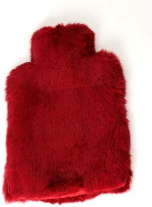 HAB & GUT JF002V Rot- Hülle für Wärmflasche Echtfell Luxus flauschig Kaninchen, ohne Flasche groß 42x25 Wärmflaschenbezug