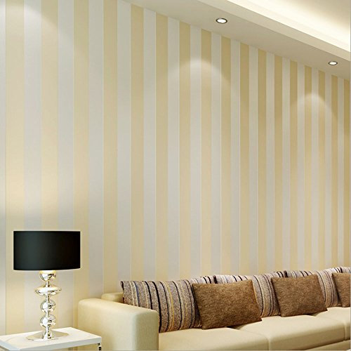 KeTian européen minimaliste moderne luxueux en rayures de papier peint en papier peint dans le salon chambre à coucher téléviseur et mur de fond beige 1.73 'de large x 32.8'L= 57 pieds carrés