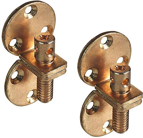 Gedotec Holzverbinder zum Einlassen Möbelverbinder zum Schrauben Schrank-Verschluss für Möbel - Hamburger | Stahl Messing matt | MADE IN GERMANY | 2 Stück - Schrank-Verbinder zum Schrauben im Holz