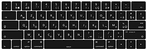 MiNGFi Protection Clavier Silicone Français AZERTY pour MacBook Pro 13 A1706/A1989/A2159 (2016–2020), Pro 15 A1707/A1990 (2016–2019) US/ANSI - Noir