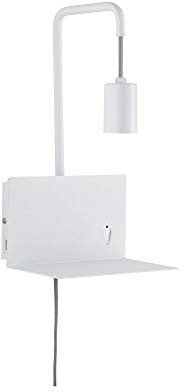 Paulmann Wandleuchte mit Ablage Calvani, E27, max 40 W, 230 V, Metall, Weiß, Wandlampe