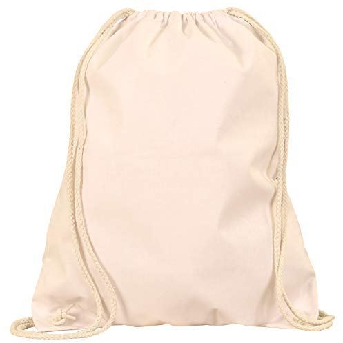 MyShirt 10er Pack Baumwoll Turnbeutel 38 x 46cm unbedruckt mit Kordelzug - 19 Farben - Jutebeutel Oeko-TEX® geprüft Gym Sack zum bemalen, Farbe:Natur