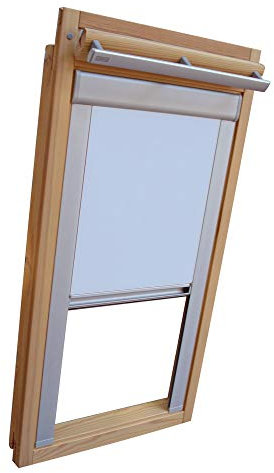 Verdunkelungsrollo Rollo für VELUX Dachfenster TYP GGL/GPL/GGU/GPU - PK08 - Farbe hellblau - mit Aluminium Seitenschienen - KLICK Montage