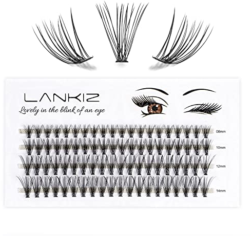 LANKIZ Einzelne Wimpern 20D 0.07 C Curl 8-14mm Falsche Wimpern Extensions für Wimpernverlängerung, 80 Pcs Cluster Lashes DIY Künstliche Wimpern Einzeln Fake Lashes zu Hause