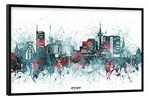 artboxONE Poster mit schwarzem Rahmen 60x40 cm Städte Essen Skyline Artistic Grey - Bild Essen Cities City