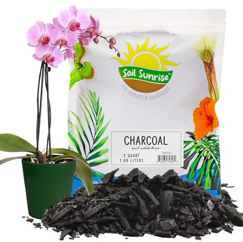 Horticultural Charcoal for Indoor Plants (2 Quarts), Hardwood Soil Amendment, Orchids, Terrariums, and Gardening