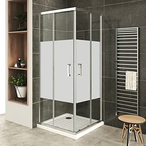 LANA+ Porte de douche d'angle coulissante H 180 cm verre transparent 75 x 85 cm