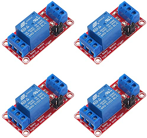 AEDIKO 4pcs Relay Module DC 5V 1 Channel Relay Board with Optocoupler Isolation Support High or Low Level Trigger