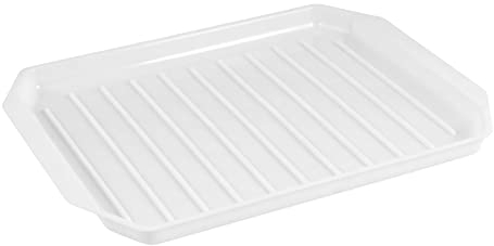 MantraRaj Plato de calentamiento para microondas con tocino y carne, acanalado para drenar grasa, apto para lavavajillas, cocina, desayuno, carne, para drenaje de grasa, descongelar comidas