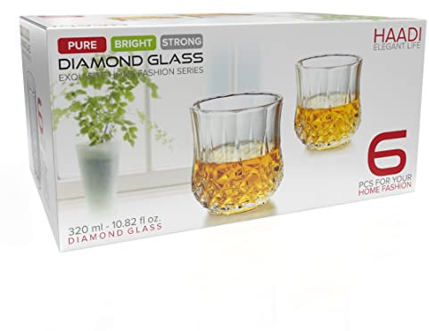 Glasses Drinking Set of 24 Highball Crystal Clear Cocktail Glass 320ml Diamond Cut Tumbler Dishwasher Safe Ideal for Beer Wine or Beverages