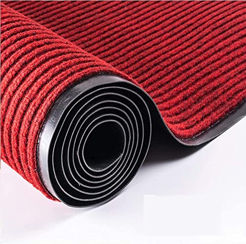 Nisorpa 90x300cm Teppich Läufer Flur rutschfest Fußmatte Schmutzläufer Schmutzfangmatte Eingangsmatte Türmatte für Räumen, Korridoren, Eingangsbereichen (Dunkelrot)