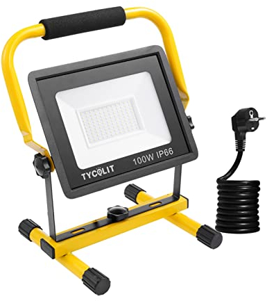 Projecteur LED Chantier 100W,10000LM Chantier avec Câble de 3M,6500K Blanc Froid Lampe Chantier,LED Lampe de Travail étanche IP65,Eclairage de Travail pour Atelier, Garage