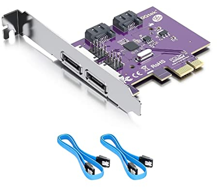 10Gtek® 2 Port eSATA3.0 or 2 Port SATA3.0 Non-Raid Controller Card SATA-Controller-Erweiterungskarte, X1, mit Low-Profile-Halterung, mit 2 SATA Cable, Support SSD and HDD