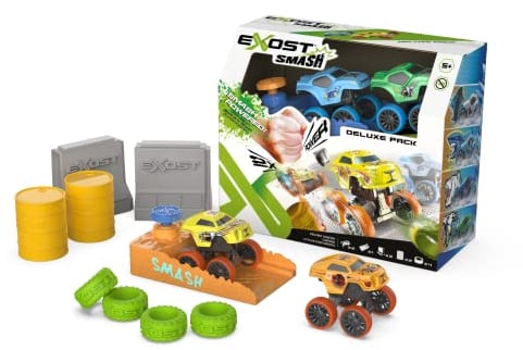 Exost Smash Pack 2 Mini Voitures à Friction 8 cm avec Booster Et Autres Accessoires, Jouet à Collectionner, Dès 5 Ans