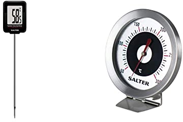 Heston Blumenthal Digital Meat Thermometer by Salter & Salter Kitchen Oven Thermometer Stainless Steel, Maintain Perfect Food Cooking + Baking Temperature, Easy Read Analogue Dial