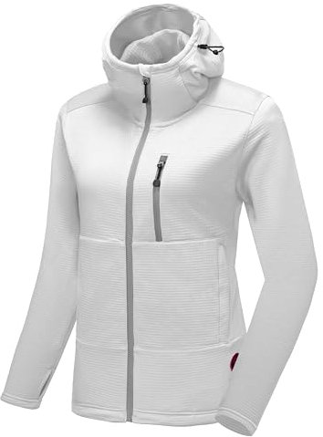 Little Donkey Andy Giacca da donna in pile, per attività all'aria aperta, con cappuccio, bianco, S