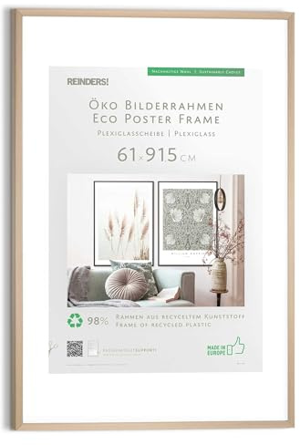 REINDERS Öko Bilderrahmen für Maxiposter, Poster, Wohnzimmer, Poster, Wanddeko, Room Decor, Kunststoff, Braun, 61x91,5