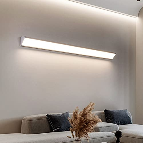 LED Treppen Wandleuchte Schwarz Moderne Eck Wandlampe Innen Lange Lichtleiste 4000K Spiegelleuchte Wandbeleuchtung für Badzimmer Wohnzimmer Schlafzimmer Dekoration Deckenleuchte (Weiß, 128cm)