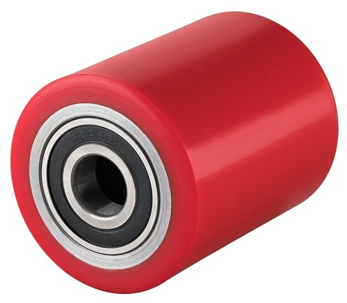Hubwagen Rolle Polyurethan rot 80 x 90 mm, Achse 12 mm - Ersatzrolle inkl. Kugellager