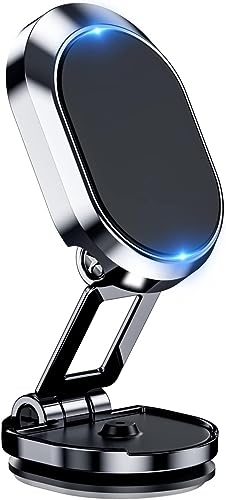 Soporte Movil Coche Iman Plegable Magnético Porta Movil Coche Universal Rotación 360 ° oporte magnético para Coche con Base Flexible, Imán para Móvil Coche para iPhone Todos los Smartphones (Sliver)