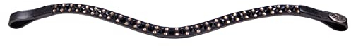QHP Stirnriemen Stirnband Leder Menton Strasssteine (Warmblut, schwarz)