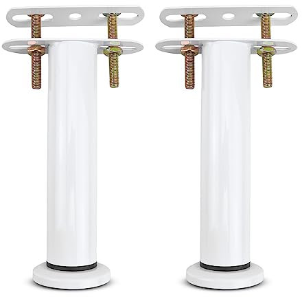 Terdey Bed Support Legs, Metal Adjustable for, Heavy Duty Center Frame Middle Reinforce Circular Bottom Extendable Slat Leg Cabinet Sofa Replacement Parts (White 2 Pcs), 18 x 30 cm