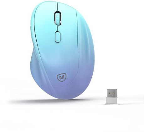 Micropack Souris sans Fil Ergonomique avec dongle USB pour PC, Ordinateur Portable et Bureau - Souris Verticale avec clics Silencieux - Longue durée de Vie de la Batterie jusqu'à (Bleu-Violet)